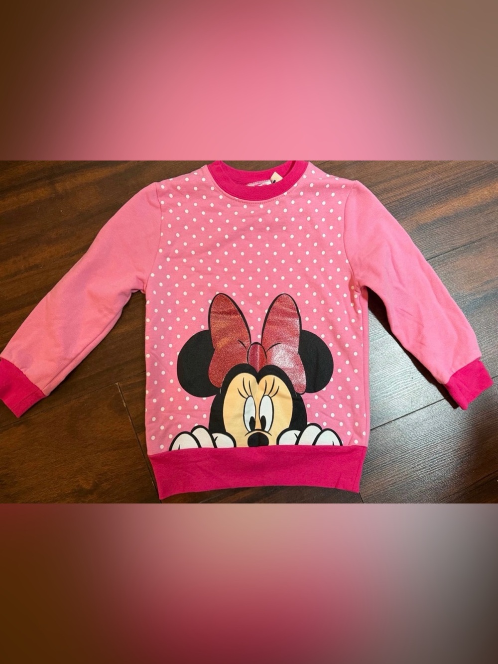 Disney Pink Minnie Mouse Peeking Pullover Sweatshirt